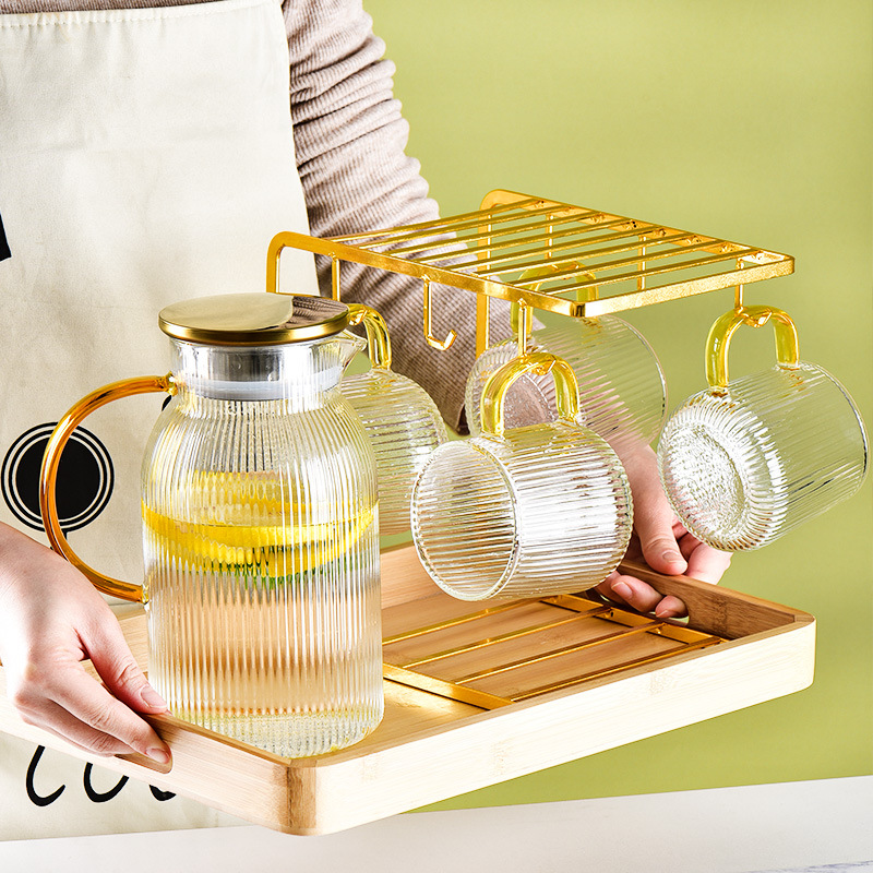 创意玻璃竖纹冷水壶杯套装可加热客厅茶几凉水壶热水壶批发