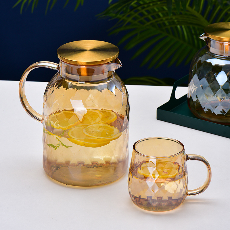 家用大容量北欧风泡茶壶夏季凉白开水杯扎壶套装凉水壶玻璃耐高温