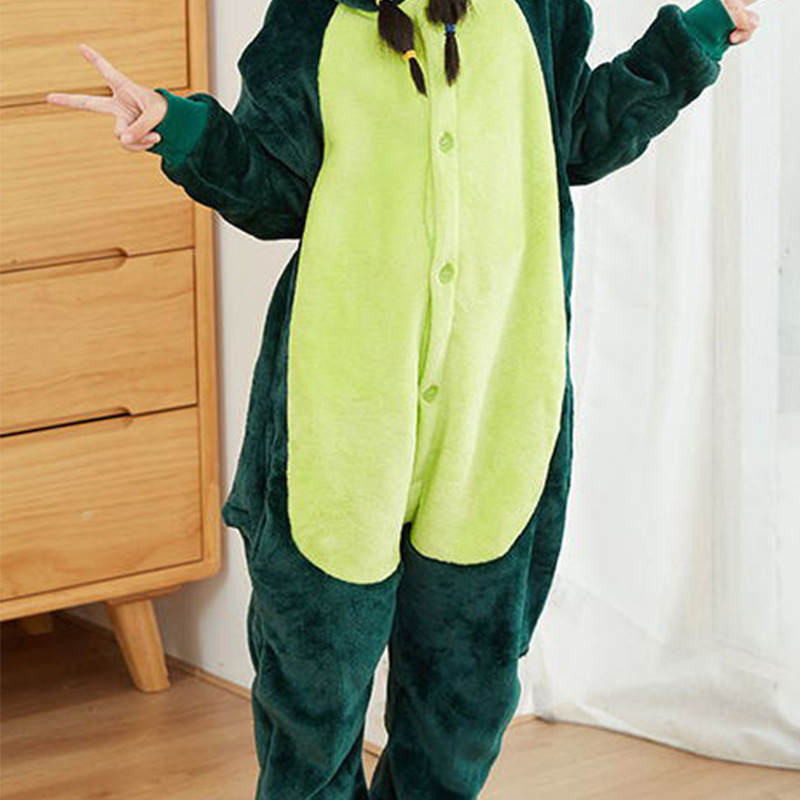 Cross-border flannel adult and children dinosaur one-piece pajamas Animal dinosaur one-piece pajamas parent-child home performance costumes Specification image