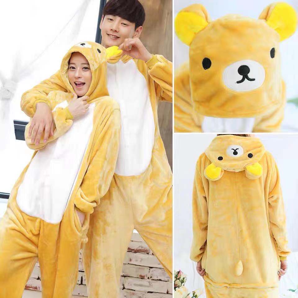 Cartoon one-piece pajamas, animal performance costume set, autumn and winter dinosaur men and women flannel couple home wear