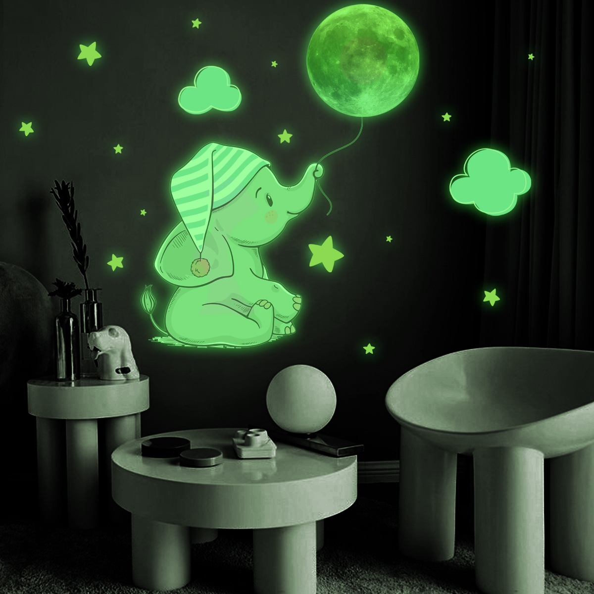 Cartoon Children's Room Bedroom Girls Background Wall Decoration Pasted Beautiful Kindergarten Stickers Starry Sky Self-Adhesive Glow-In-The-Dark Stickers
