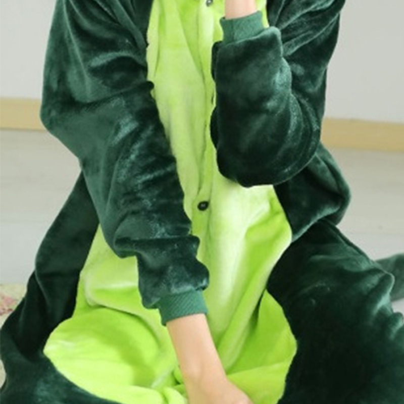 Cross-border flannel adult and children dinosaur one-piece pajamas Animal dinosaur one-piece pajamas parent-child home performance costumes details Picture