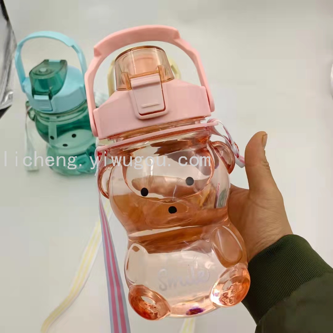 Summer Bear water cup, large-capacity children's straw cup, girls' high appearance level portable plastic cup, large capacity Application Scenario