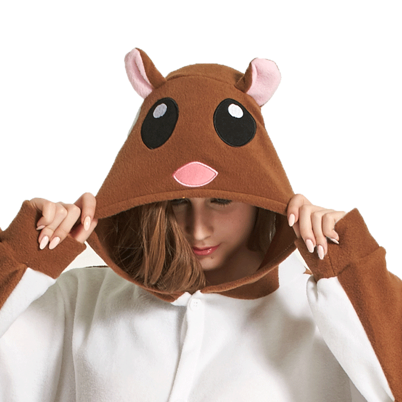 Polar Fleece Flying Mouse Cartoon One-Piece Pajamas For Men And Women Long-Sleeved Couple Pajamas Winter Foreign Trade Homewear details Picture