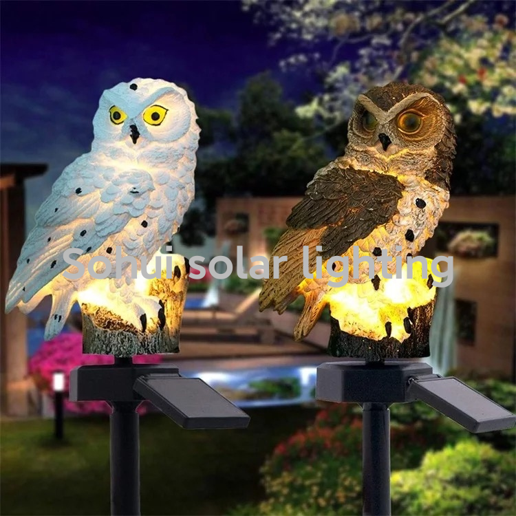 猫头鹰太阳能地插灯花园创意树脂太阳能装饰灯庭院灯太阳能草坪灯