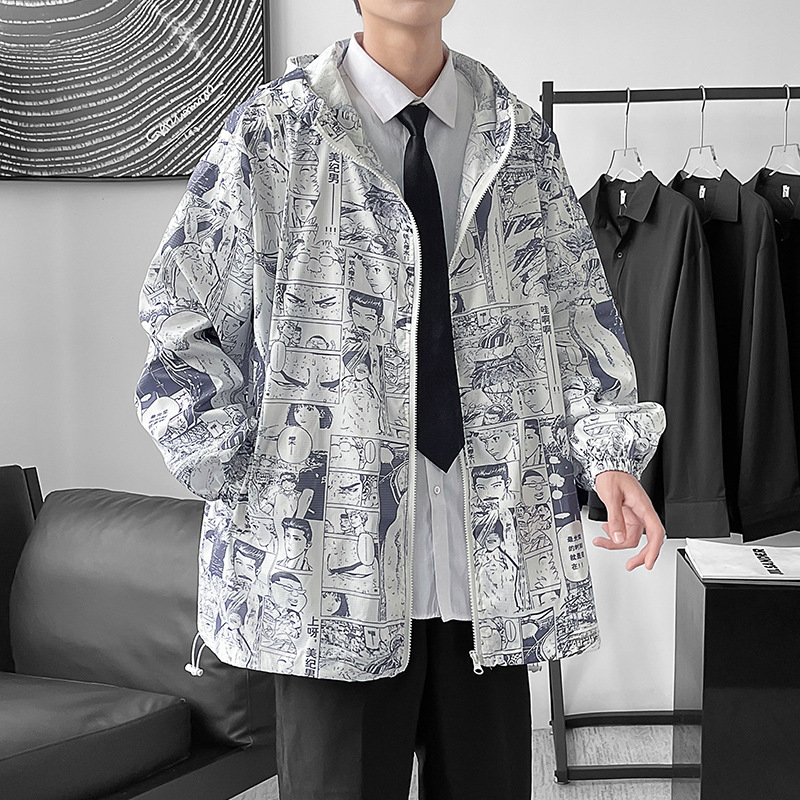 Summer thin coat men loose fashion brand sunscreen clothing ultra-thin breathable Korean version of the trend PI Shuai jacket jacket leisure thumbnail