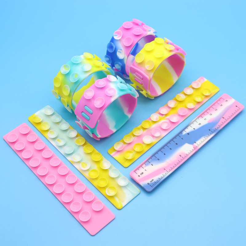 火爆现货硅胶解压吸盘玩具片 squidopop 跨境新款带直尺吸盘