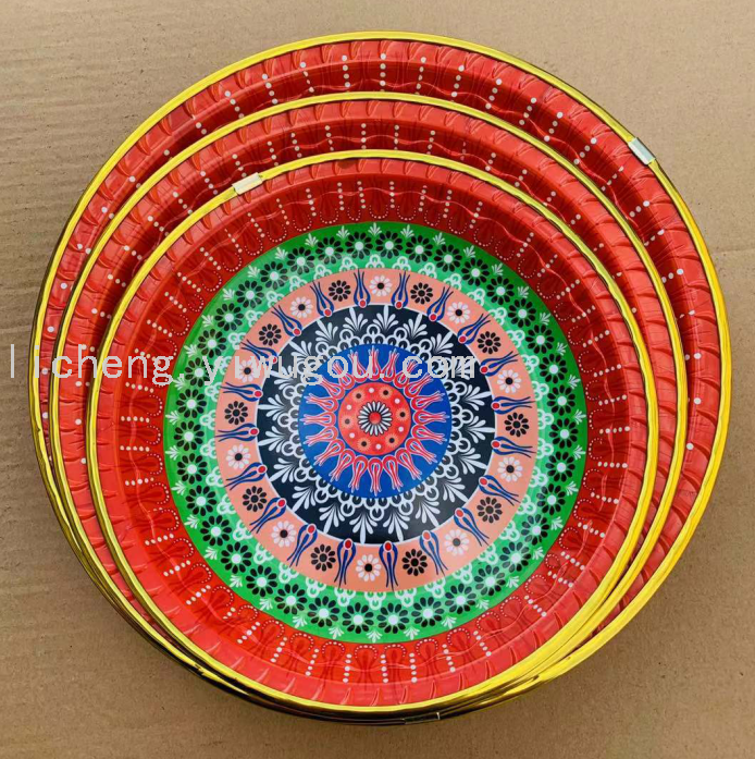 New plastic plates, fruit and vegetable plates, gold-edge storage plates, fruit plates and printed plates