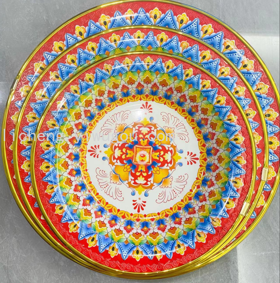 New plastic tray fruit tray with gold rim storage tray fruit tray