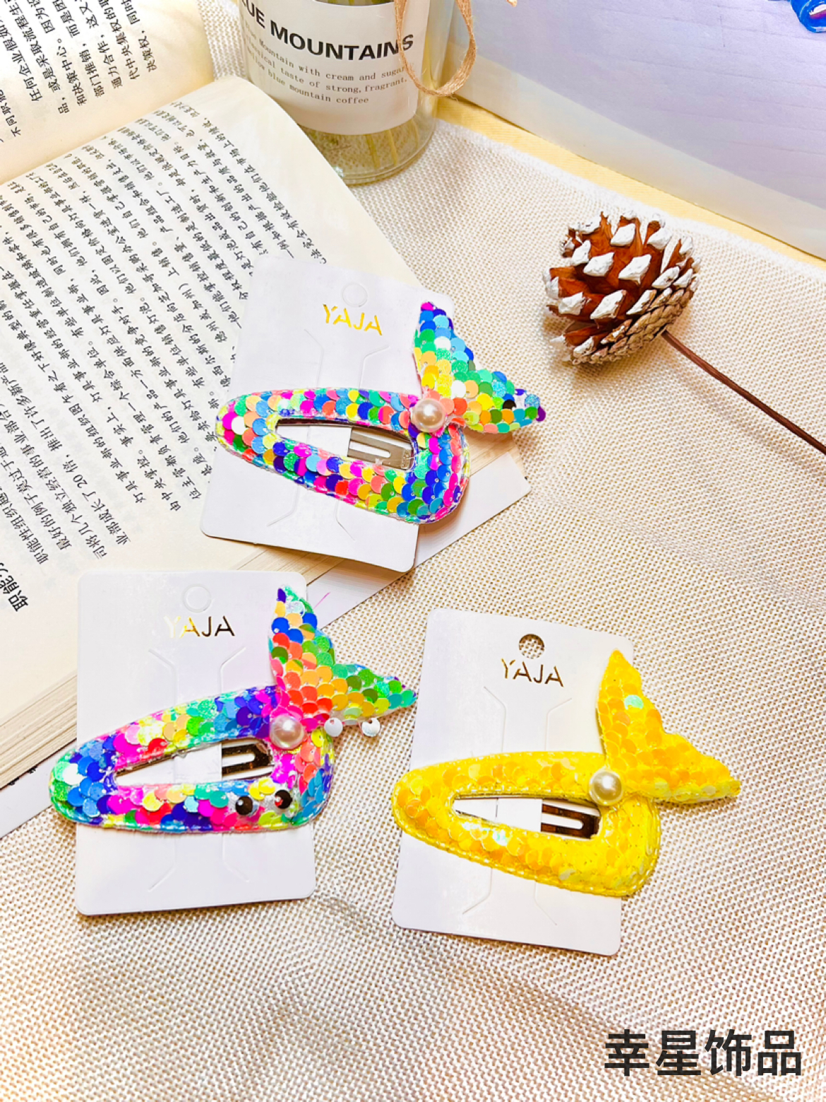 YAJA's new Korean version sequined BB hair clips, fishtail, cute girlish children's hair clips, side hair clips, hair accessories and headwear Item Picture