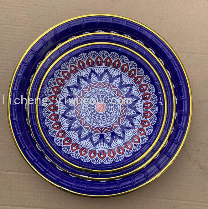New plastic plates, fruit and vegetable plates, gold-edge storage plates, fruit plates and printed plates