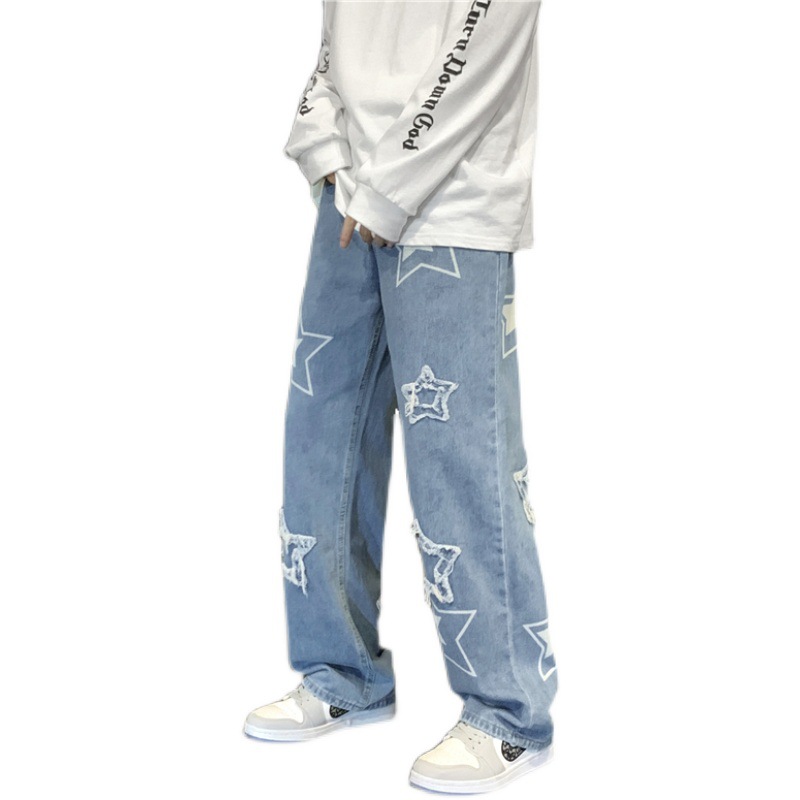 American retro jeans, men's oversized pants, high street ins trendy brand vibe, European and American streetwear long pants for autumn Item Picture