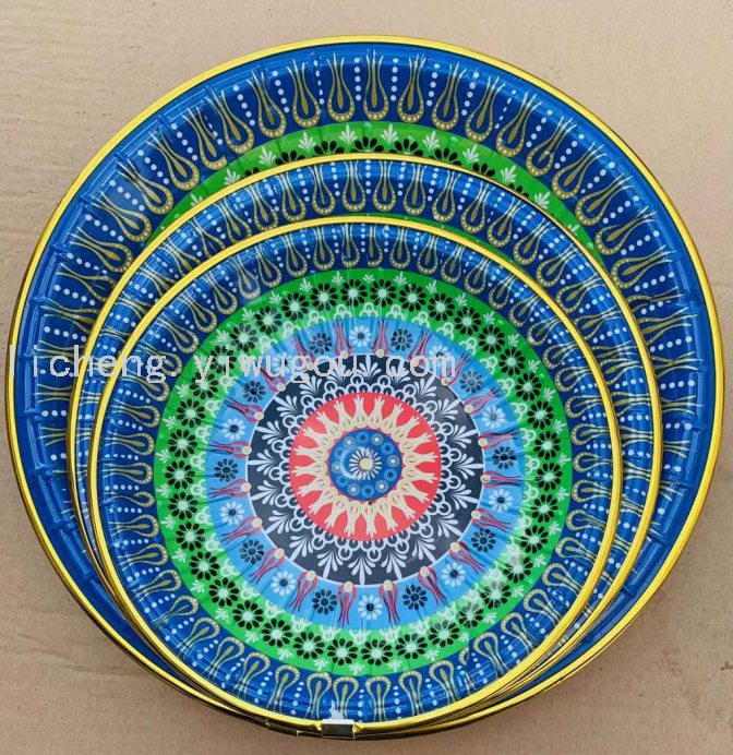 New plastic plates, fruit and vegetable plates, gold-edge storage plates, fruit plates and printed plates Application Scenario