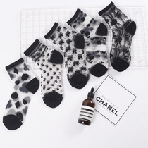 Korean fashion glass hosiery female black series sexy female socks thin transparent socks zhuji manufacturers wholesale