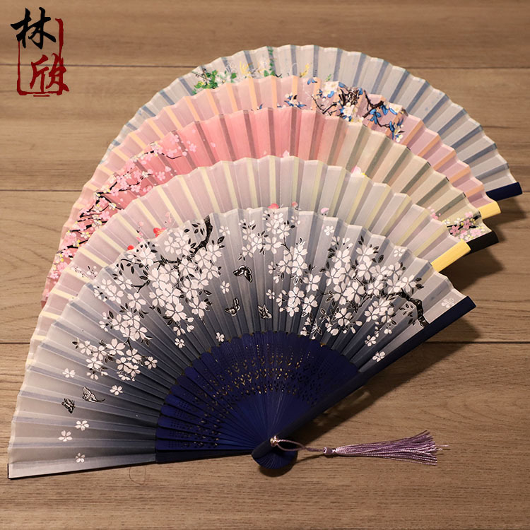 Antique folding fan bamboo fan Bundi fan Chinese style douyin drag fan