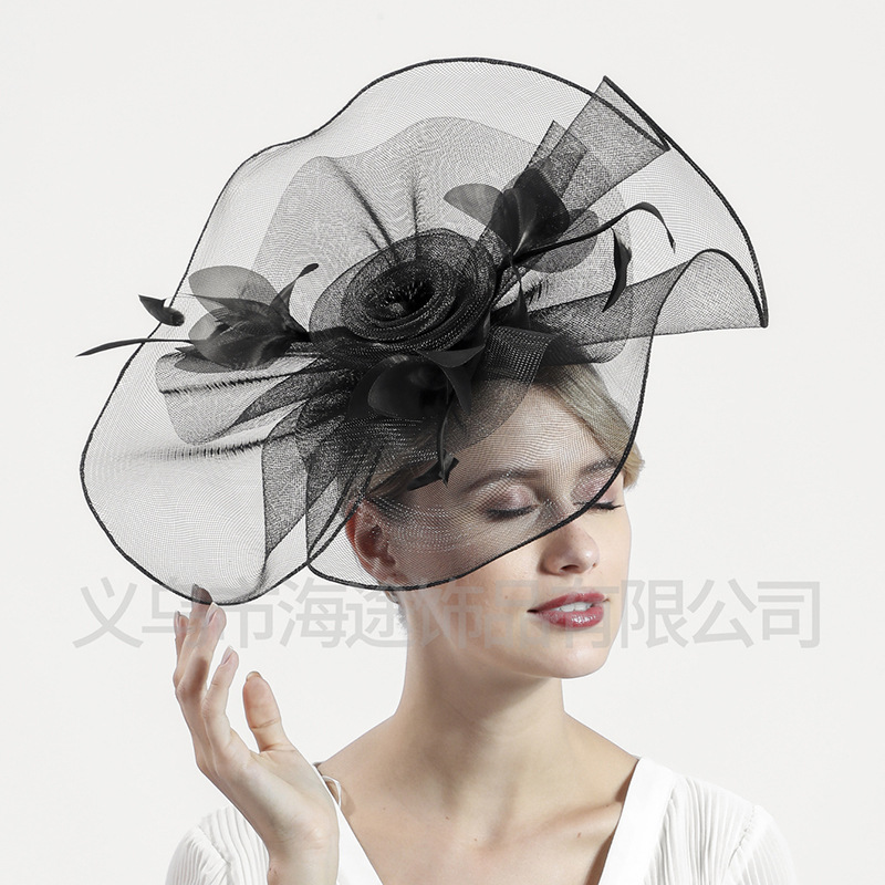 Amazon Fashion European and American party and banquet top hats, tulle face coverings, ball headwear, fine hair accessories, veils wholesale Item Picture