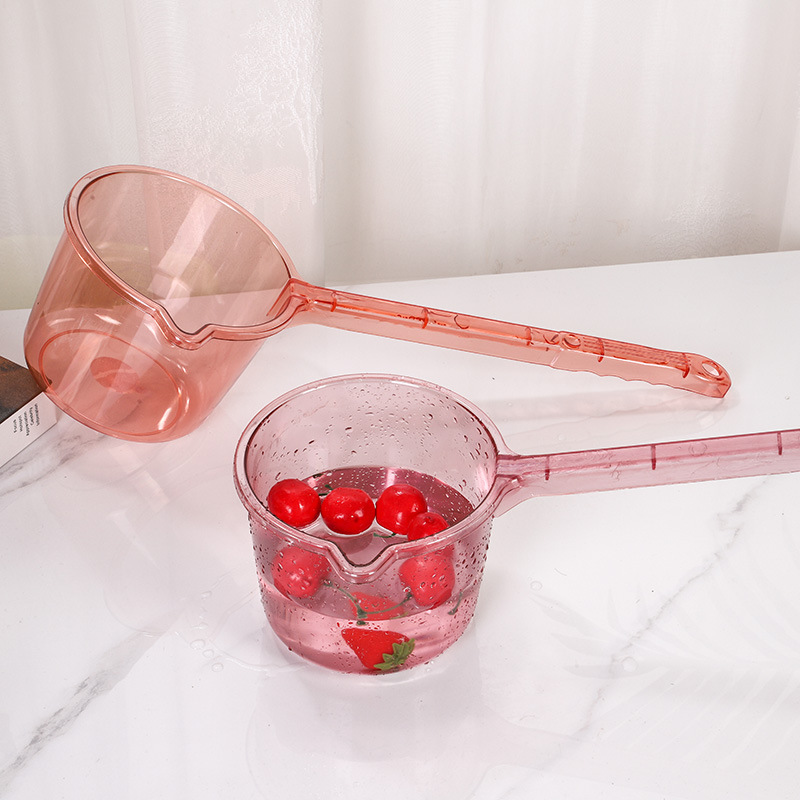 M3-1885透明水晶长柄水勺PET加厚水舀厨房家用洗菜浇花简约纯色瓢