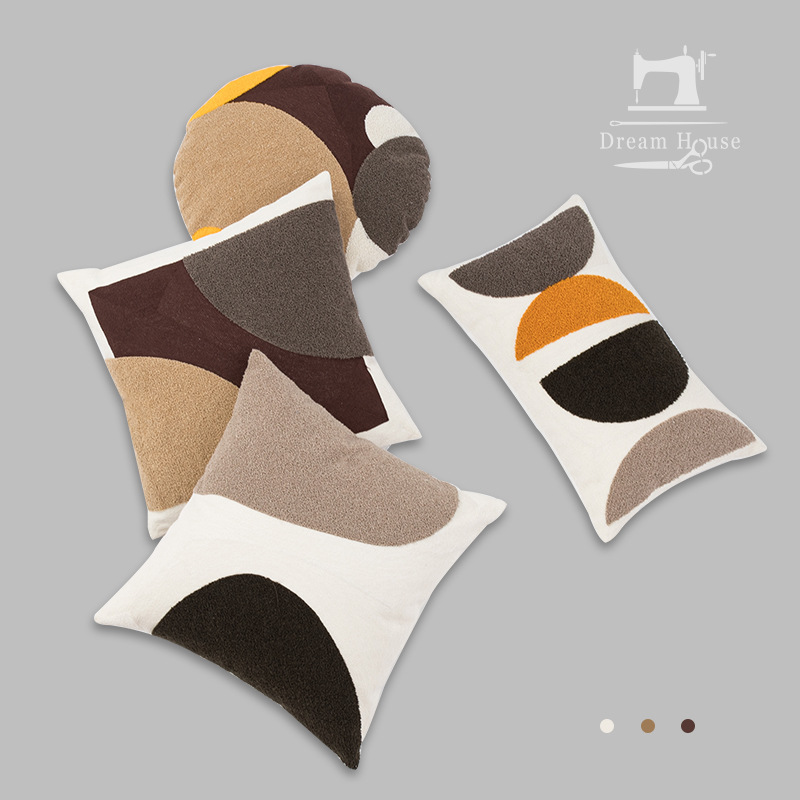 Wholesale of Nordic InS-style throw pillows, geometric abstract waist pillows, embroidered modern and simple sofa and living room cushions