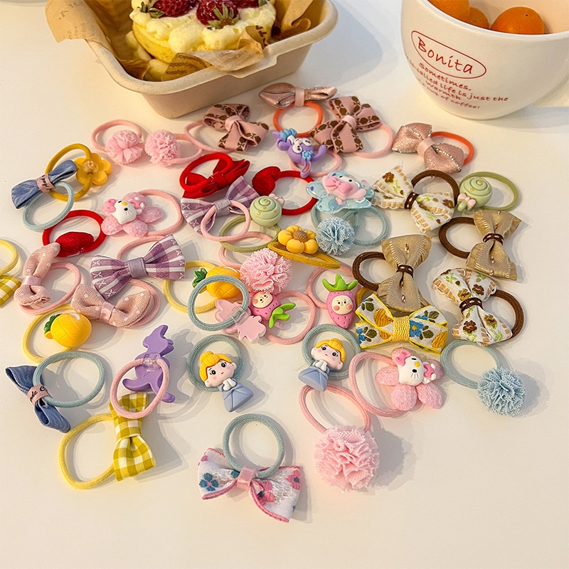 10-piece set of children's hair tie, cute baby hair tie, girls' hair-safe hair band headwear, children's hair tie, small rubber band h Specification drawing