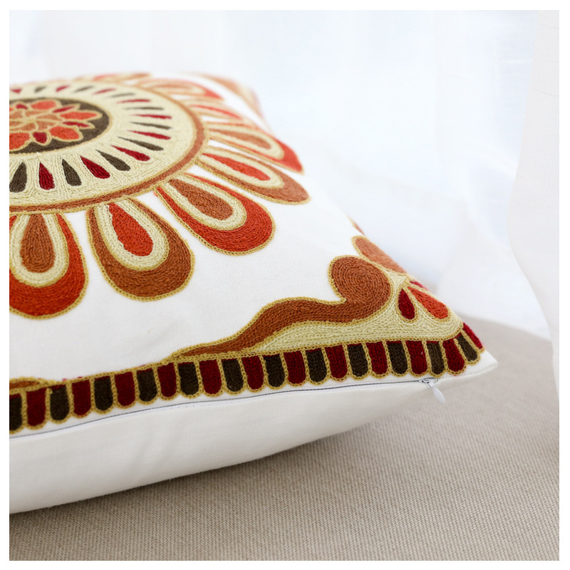 Modern and simple cushions, thickened pure cotton sofa, embroidered flower cushions, rural cushions, Mediterranean and Nordic wholesale Item Picture