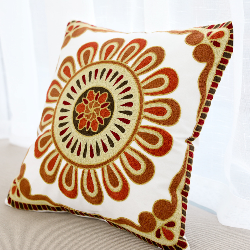 Modern and simple cushions, thickened pure cotton sofa, embroidered flower cushions, rural cushions, Mediterranean and Nordic wholesale Application Scenario