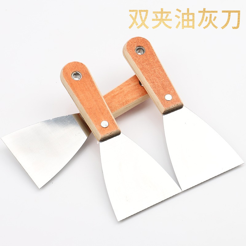 Double clip putty knife mirror polishing carbon steel shovel knife putty knife cleaning knife