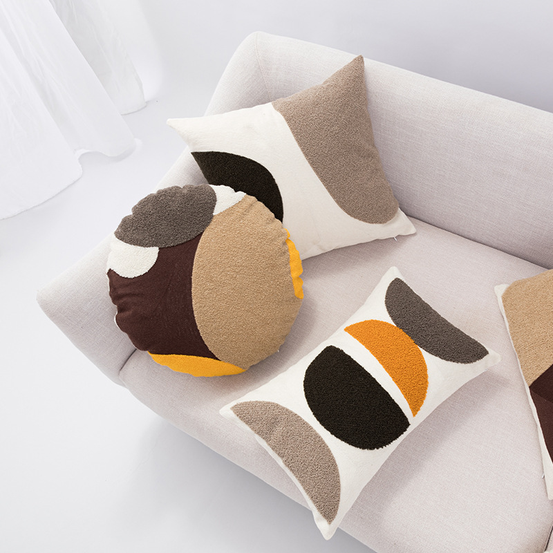 Wholesale of Nordic InS-style throw pillows, geometric abstract waist pillows, embroidered modern and simple sofa and living room cushions Specification image