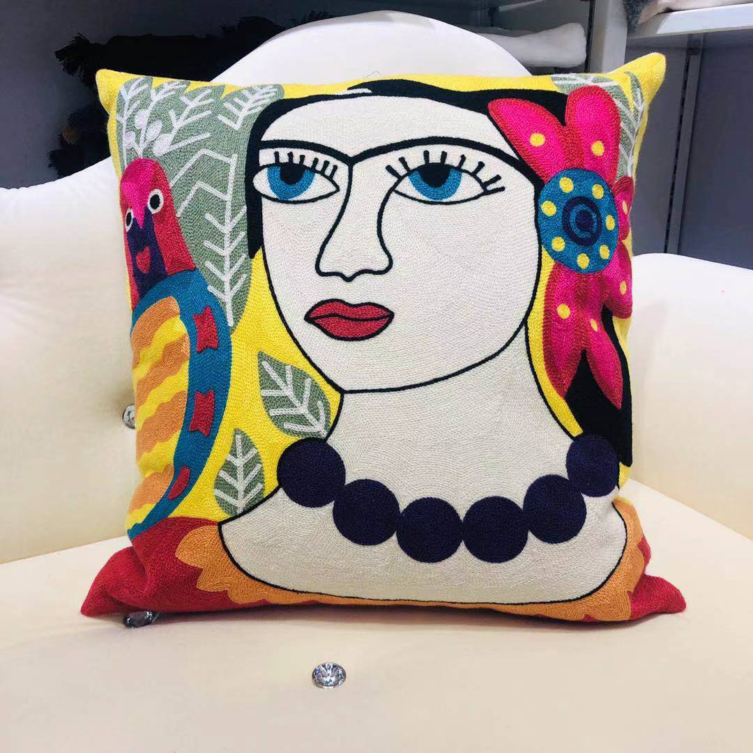 Picasso pillowcase, full-page embroidered abstract art sofa, Amazon cross-border cushion without core details Picture