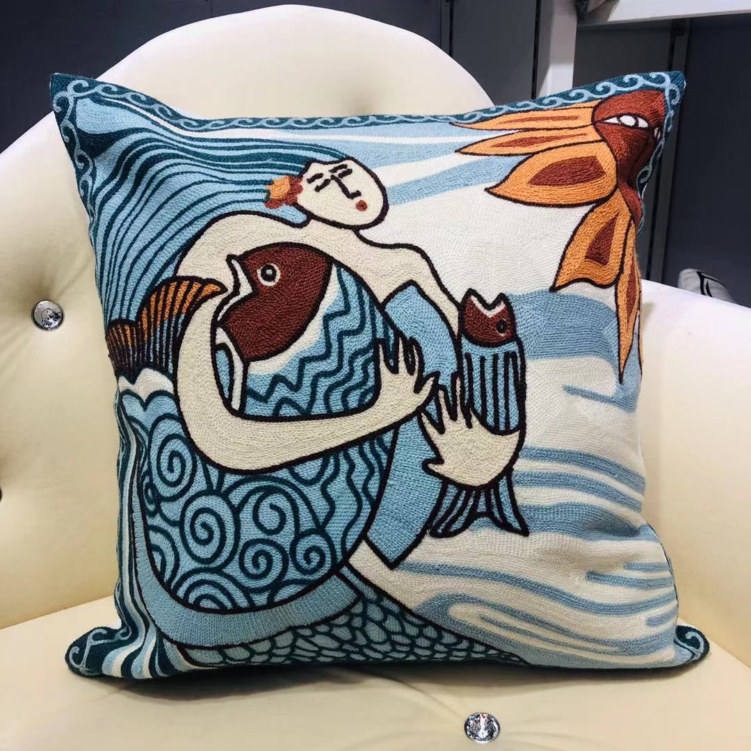Picasso pillowcase, full-page embroidered abstract art sofa, Amazon cross-border cushion without core Specification image