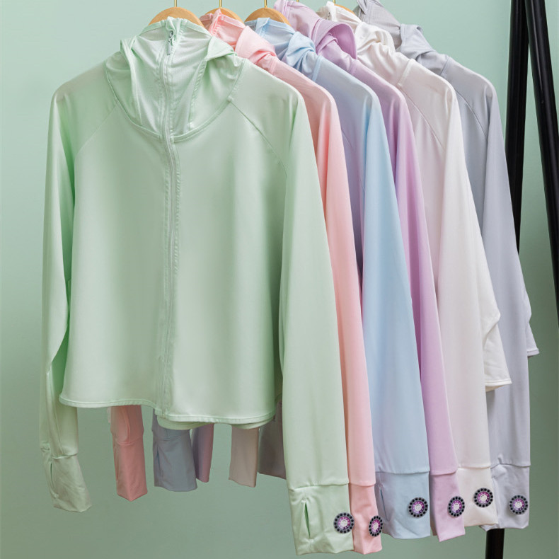 新款夏季高科技冰丝防晒衣女防紫外线防晒服连帽透气薄款防晒衫