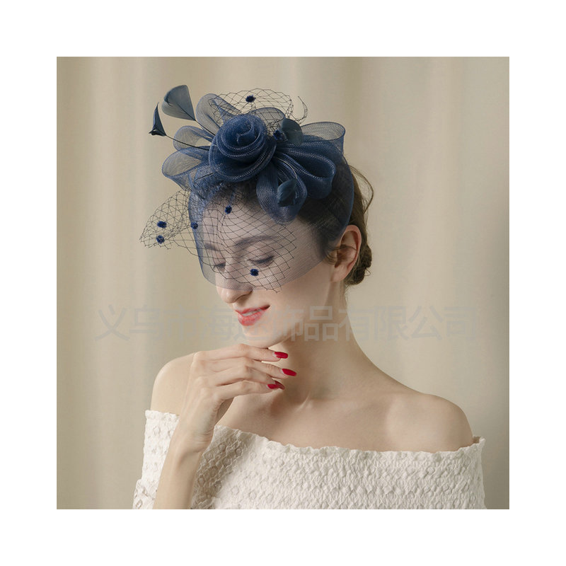 European-style Amazon handmade linen mesh top hat, elegant hair accessory, small top hat for women, manufacturer Item Picture