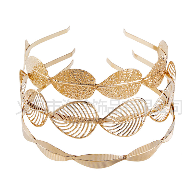 Korean-style best-selling golden alloy leaf bridal headwear, hair bands, wedding hair accessories, studio style accessories, wedding ornaments Specification image