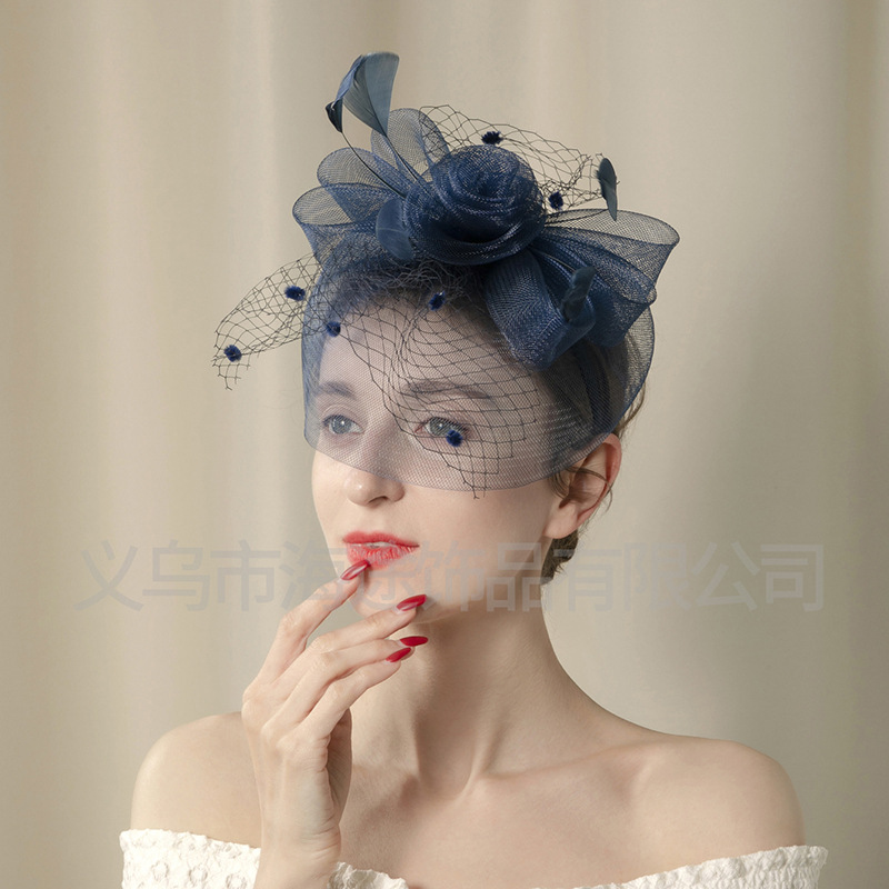 European-style Amazon handmade linen mesh top hat, elegant hair accessory, small top hat for women, manufacturer Application Scenario