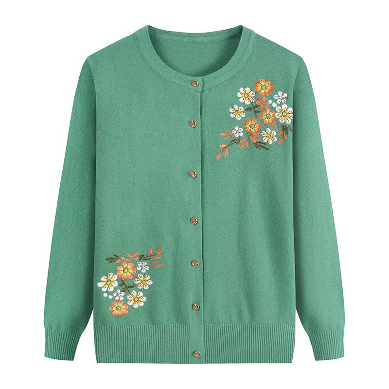 Mother spring and autumn coat thin knit cardigan coat fashionable new middle aged senior coat women long sleeves