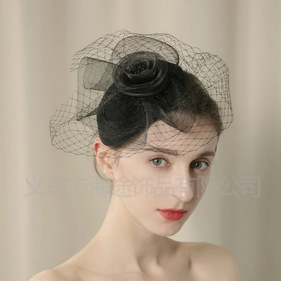 Amazon fashion European gauze top hat photo props photography makeup photo hair accessories top hat woman thumbnail