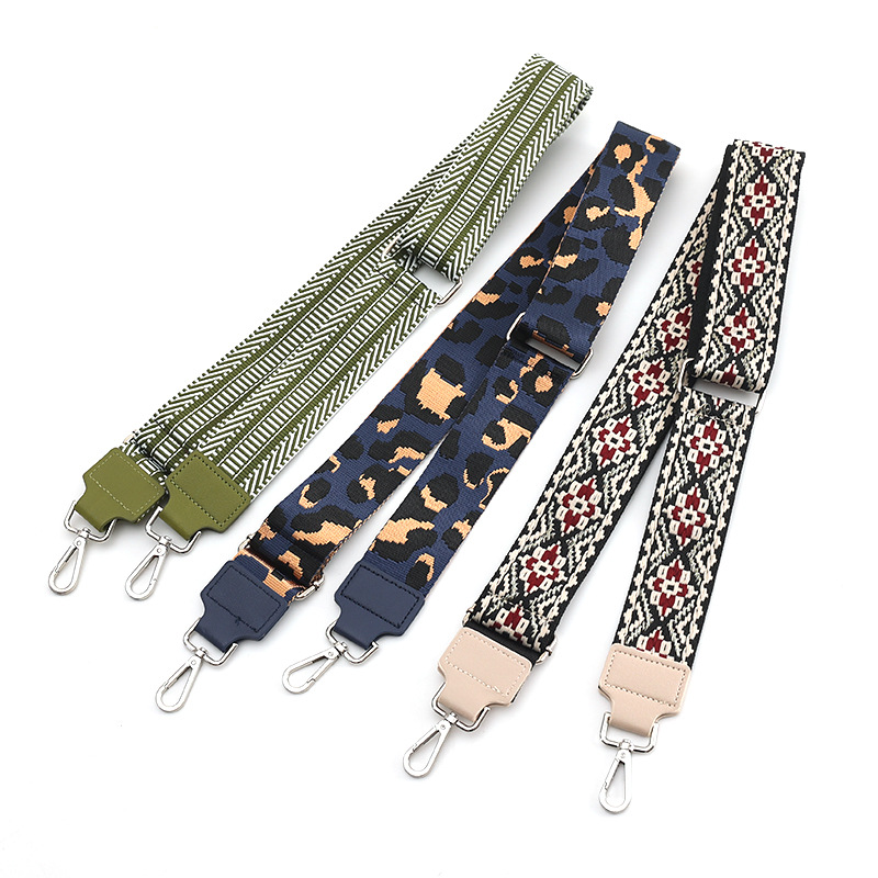 Double-sided woven strap, knitted strap, satin strap, thickened backpack strap -5cm polyester printed jacquard PU shoulder strap wholesale