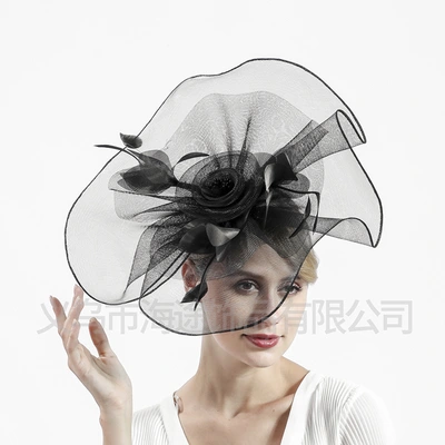 Amazon fashion Europe and the United States party banquet top hat net veil ball headdress fine hair veil wholesale thumbnail