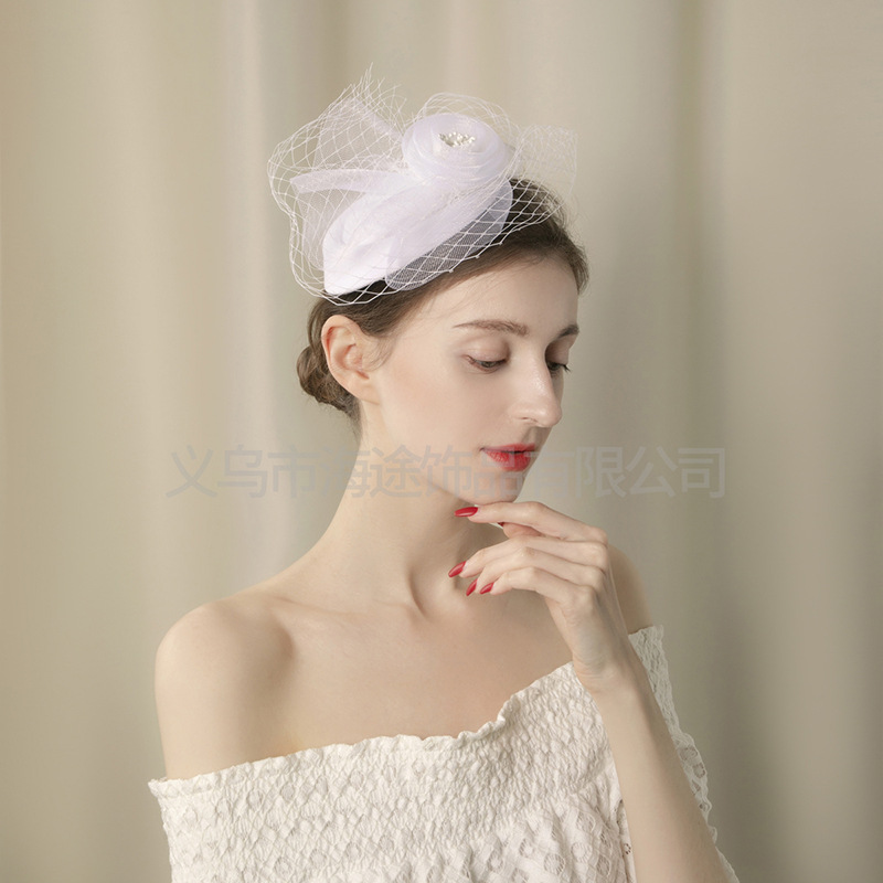 Amazon's new Swan Dance white tulle top hat, elegant dress, cute and versatile hair accessory, top hat for women details Picture
