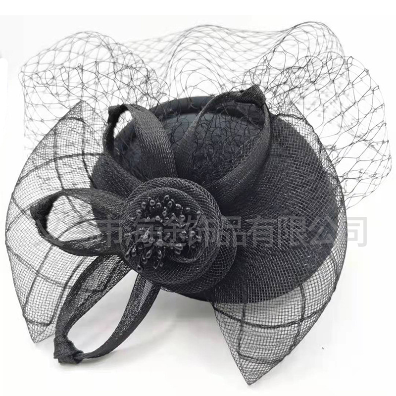 Amazon new black feather headdress bride hair accessories gauze gauze bowler hat Jockey Club gauze hat hair accessories hairpin thumbnail