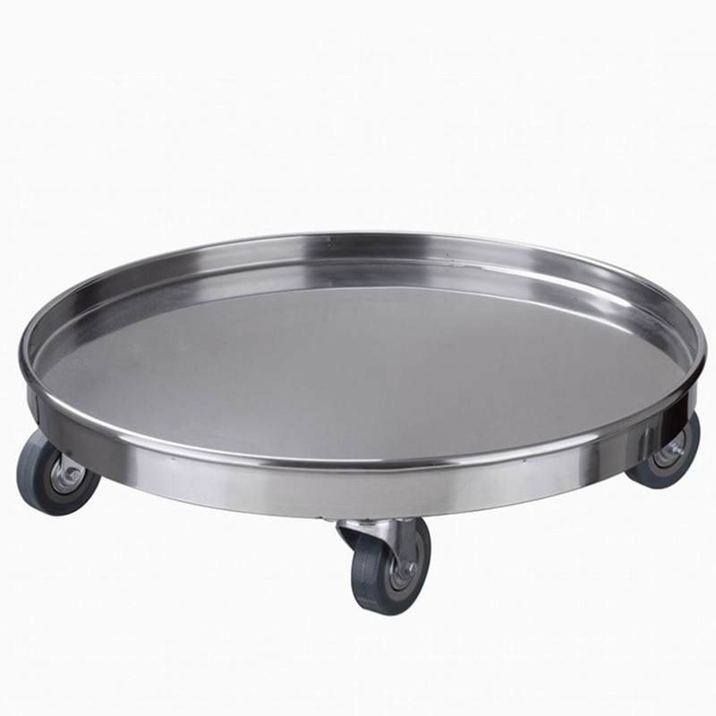 Stainless steel circular turnover cart, transport tool cart, thickened disc with wheels, mobile insulated bucket, soup bucket base frame Item Picture
