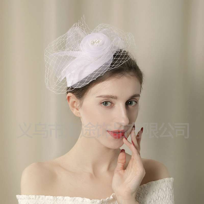Amazon's new Swan Dance white tulle top hat, elegant dress, cute and versatile hair accessory, top hat for women Specification image
