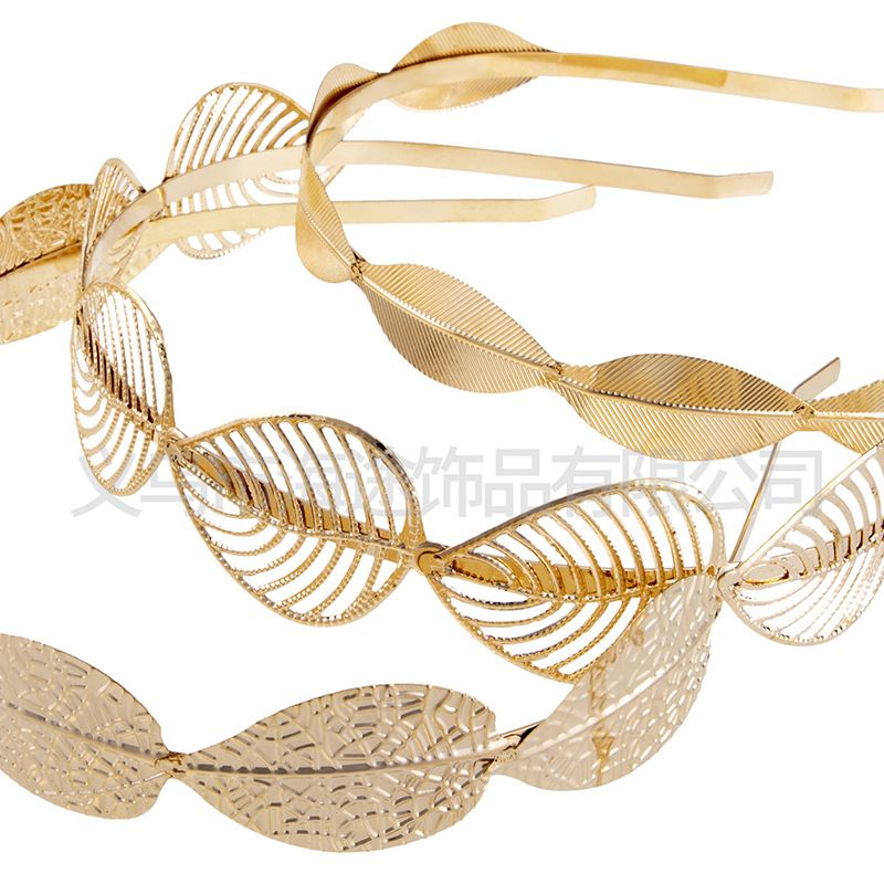 Korean-style best-selling golden alloy leaf bridal headwear, hair bands, wedding hair accessories, studio style accessories, wedding ornaments details Picture