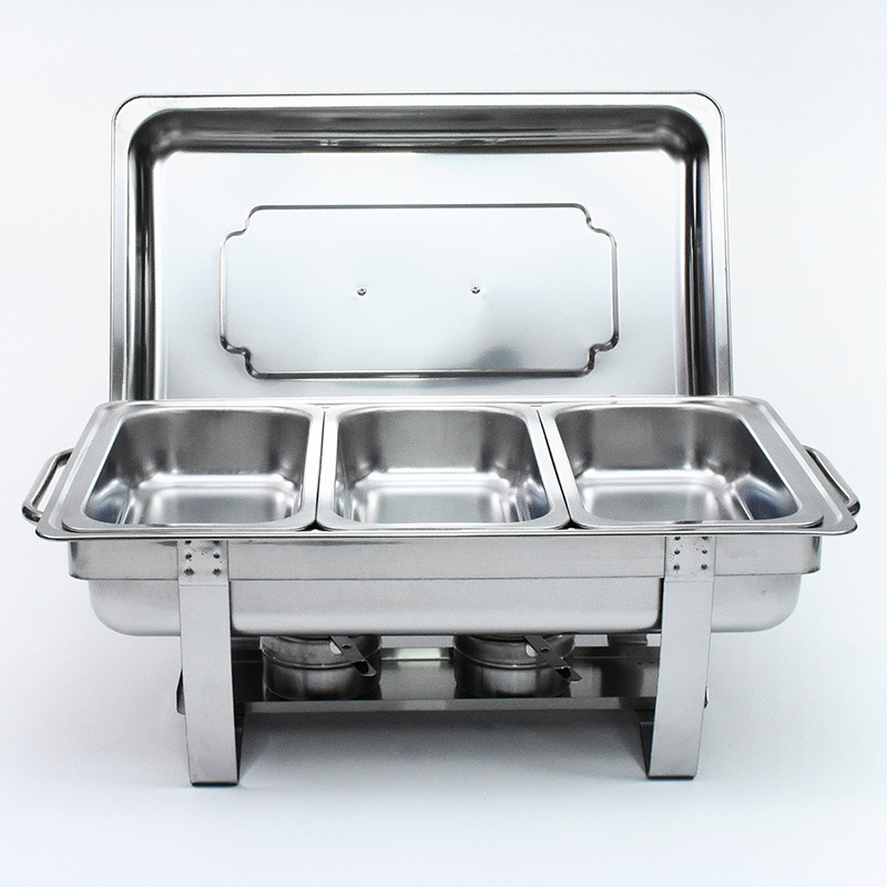 Cross-Border Source Stainless Steel Buffet Stove Hotel Restaurant Compartments Holding Food Heating Containers Constant Temperature Alcohol Pot Buffet Food Stove Alcohol Hot Pot Restaurant Portable Alcohol Hot Pot Restaurant Specification drawing