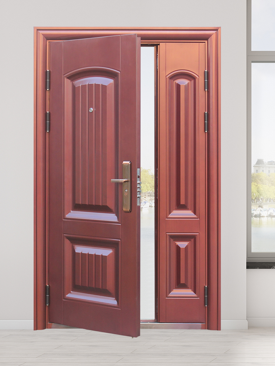 Anti-theft door, main gate, villa double door, entrance door, courtyard sun protection, copper-like double door, steel entrance door