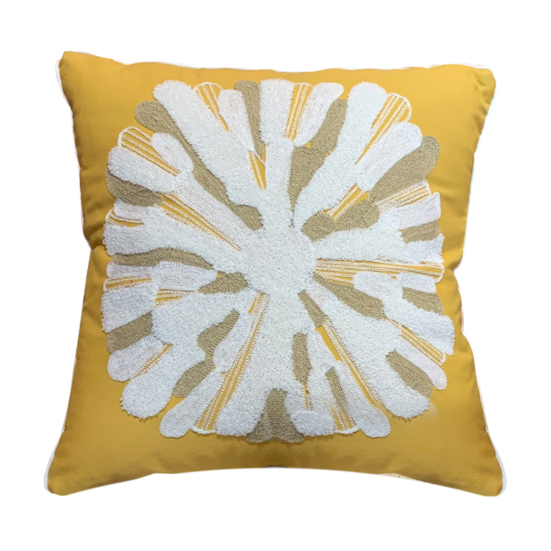 SAN Yue Xi Nordic embroidery pillow, all-cotton yellow living room sofa chair backrest, model room American-style pillow cushion cover Item Picture