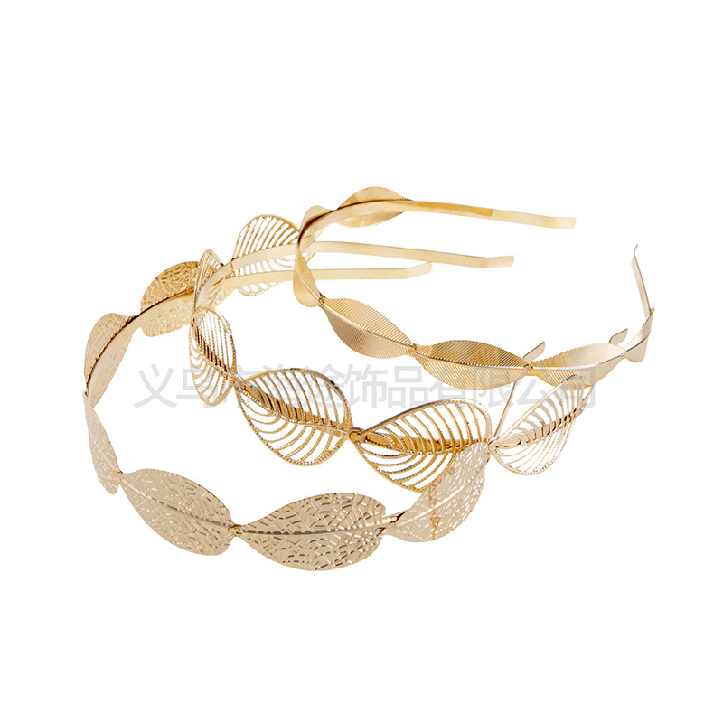 Korean-style best-selling golden alloy leaf bridal headwear, hair bands, wedding hair accessories, studio style accessories, wedding ornaments Application Scenario