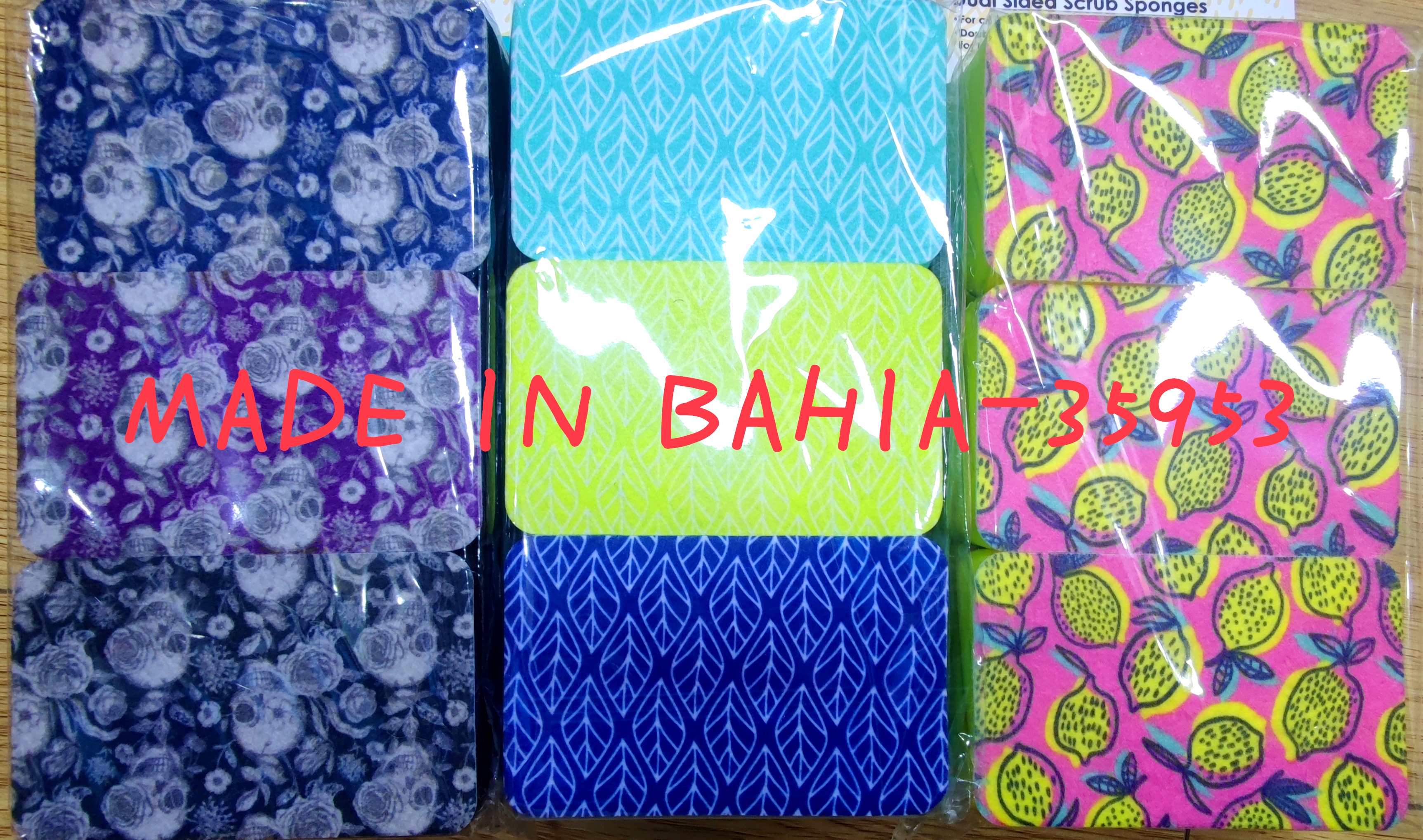 Dishwashing sponges, scouring pads, pot and bowl brushes, sponge blocks, kitchen cleaning supplies, printed dishwashing cloths, custom-made rags Specification image