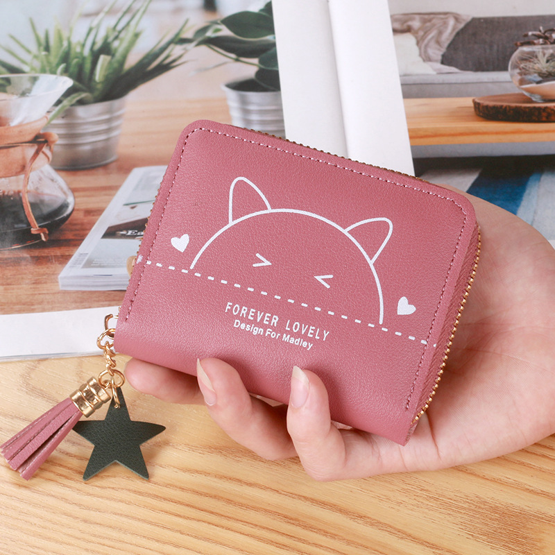 Spot new purse girl student lovely zipper small purse PU simulation leather card bag simple short money purse