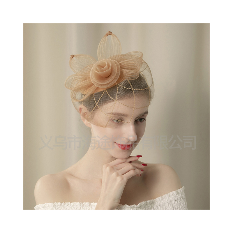 Amazon's best-selling wedding banquet tulle top hat, elegant and retro performance stage hair accessory, top hat for women Item Picture