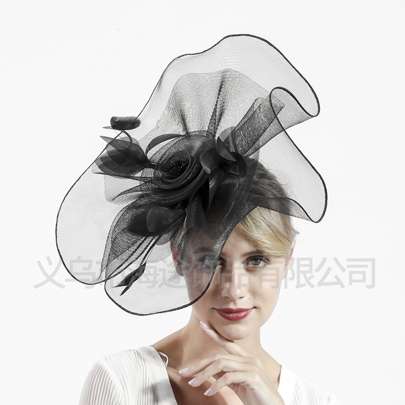 Amazon Fashion European and American party and banquet top hats, tulle face coverings, ball headwear, fine hair accessories, veils wholesale Specification image